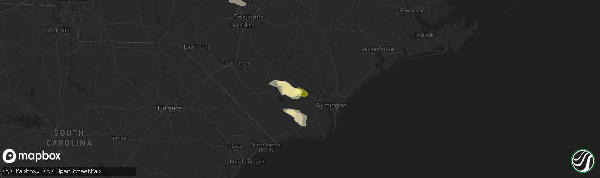 Hail map in Riegelwood, NC on May 21, 2015