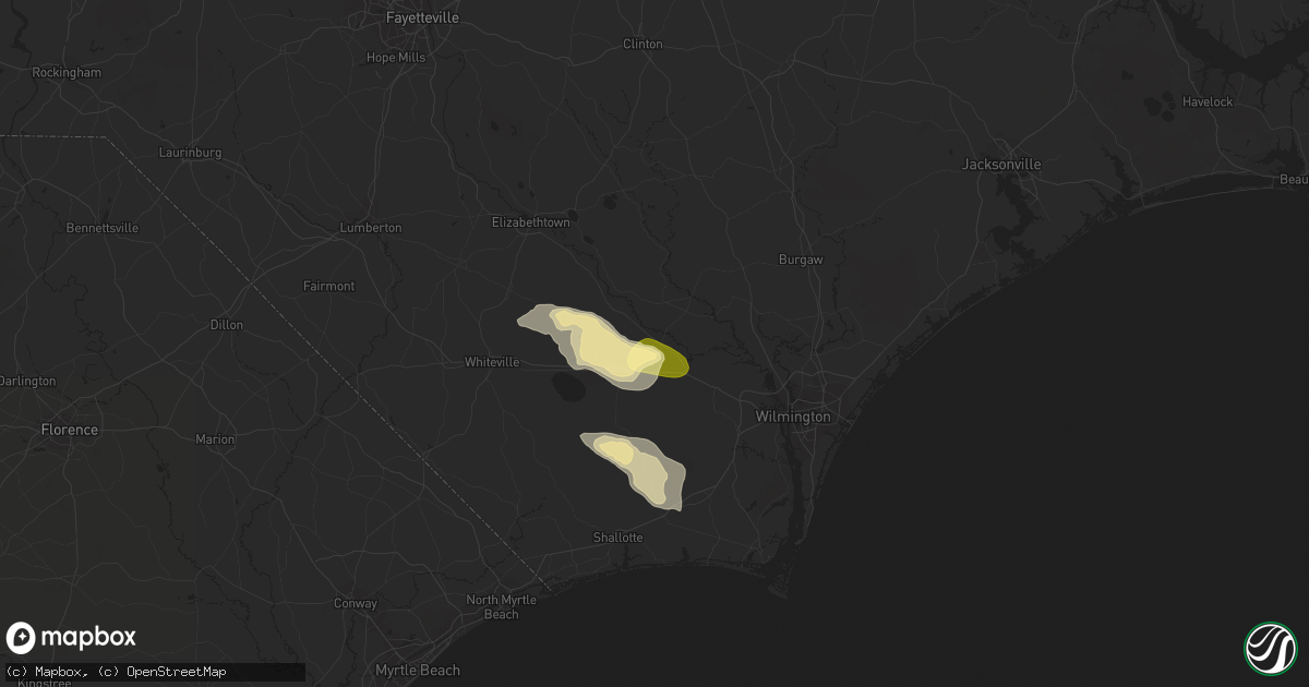 Hail map in Riegelwood, NC on May 21, 2015