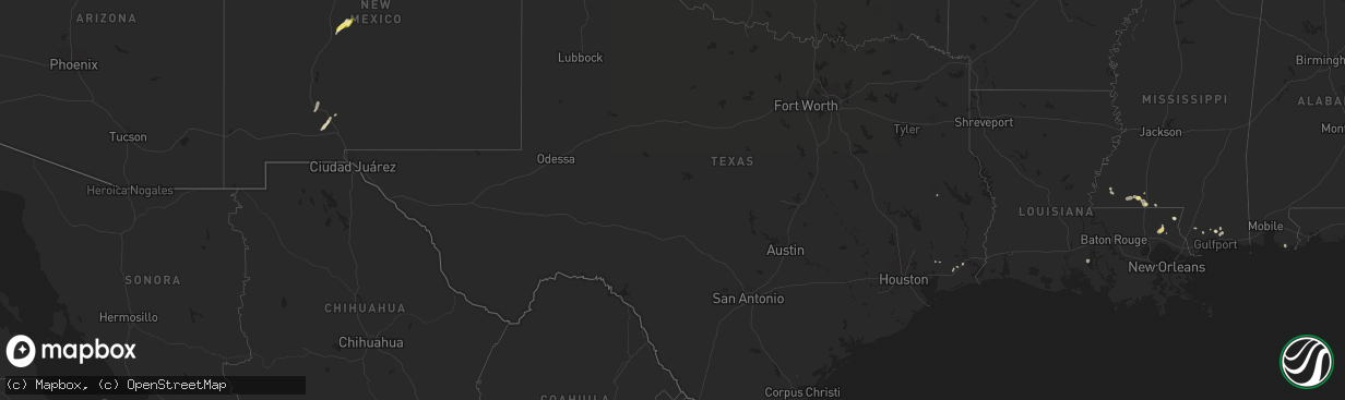 Hail map in Texas on May 21, 2015