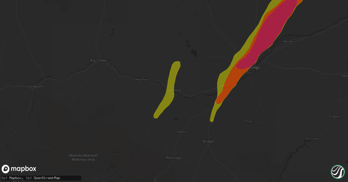 Hail map in Columbus, MT on May 21, 2016