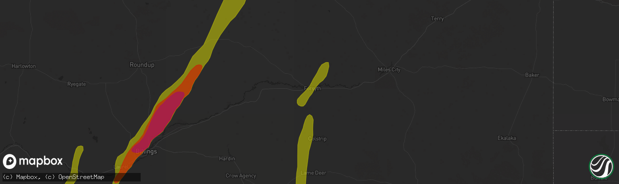 Hail map in Forsyth, MT on May 21, 2016