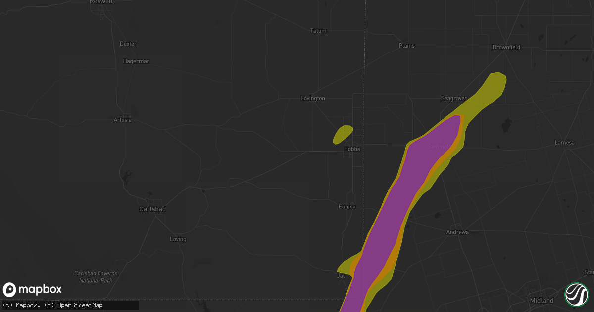 Hail map in Hobbs, NM on May 21, 2016