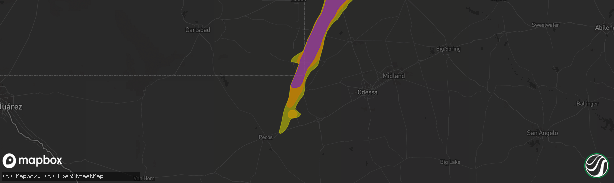 Hail map in Kermit, TX on May 21, 2016