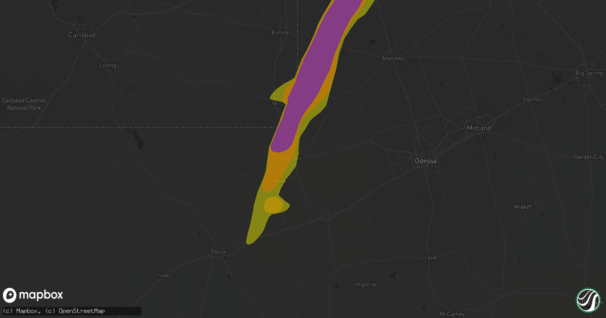 Hail map in Kermit, TX on May 21, 2016