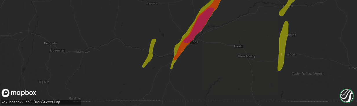 Hail map in Laurel, MT on May 21, 2016