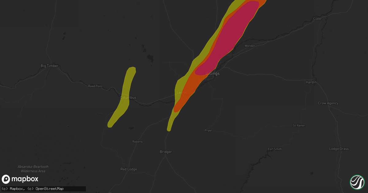 Hail map in Laurel, MT on May 21, 2016