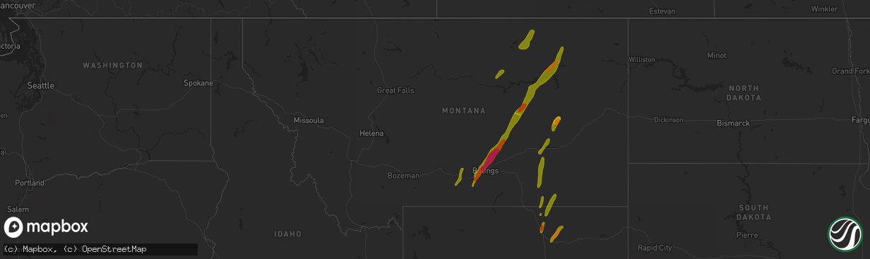 Hail map in Montana on May 21, 2016