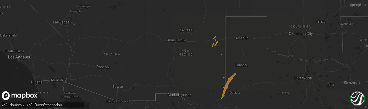 Hail map in New Mexico on May 21, 2016