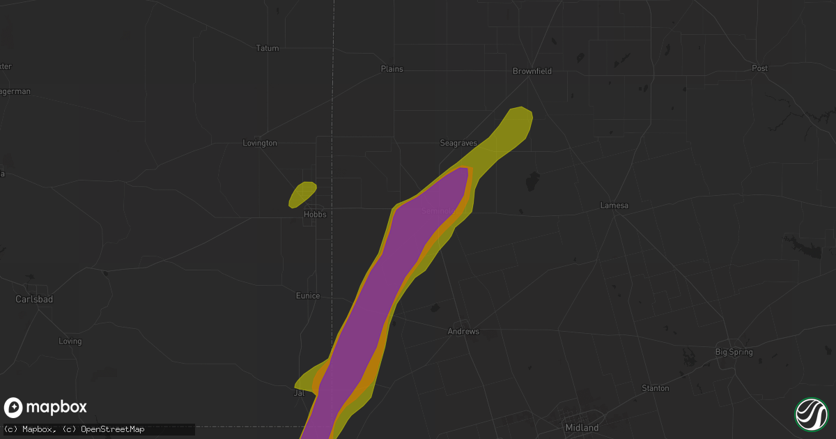 Hail map in Seminole, TX on May 21, 2016