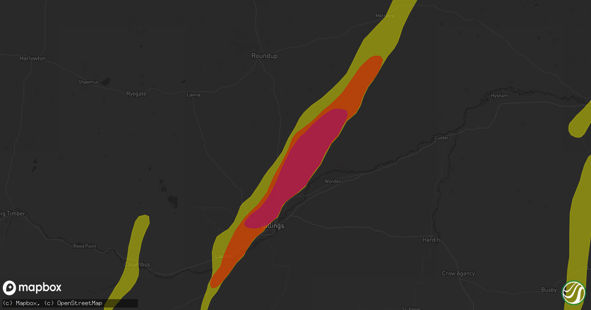 Hail map in Shepherd, MT on May 21, 2016