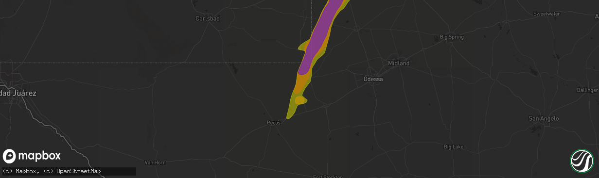 Hail map in Wink, TX on May 21, 2016