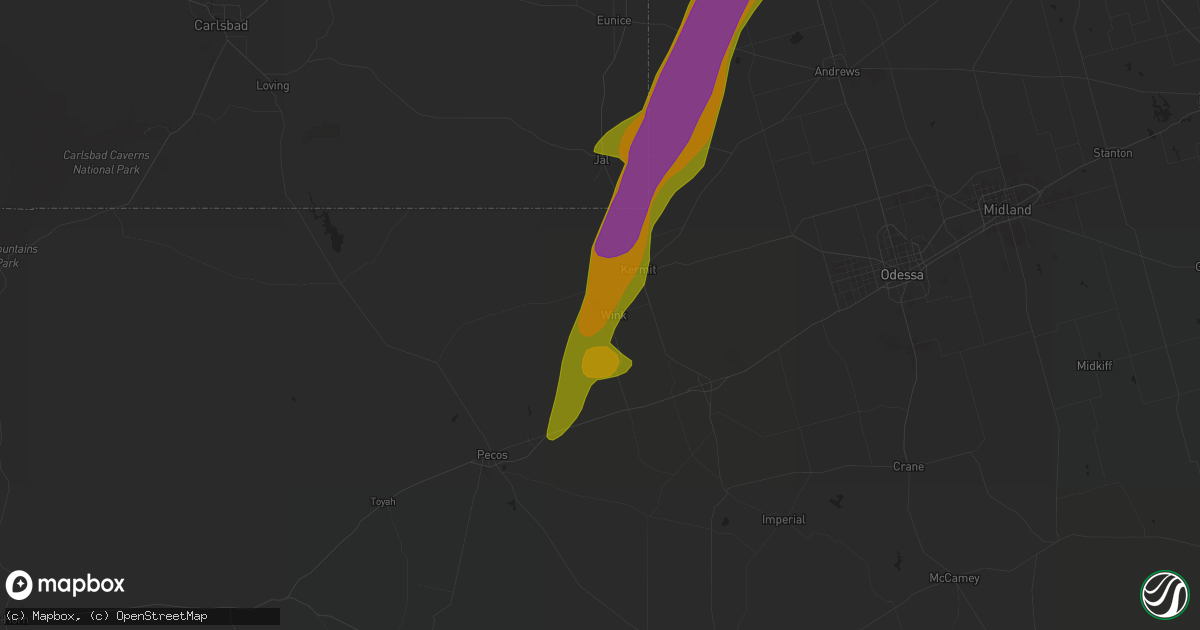 Hail map in Wink, TX on May 21, 2016