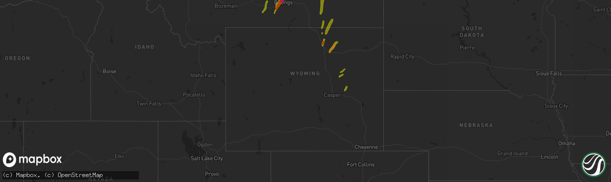 Hail map in Wyoming on May 21, 2016