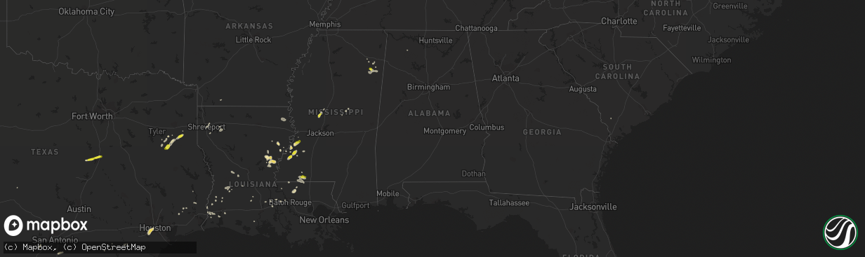 Hail map in Alabama on May 21, 2017