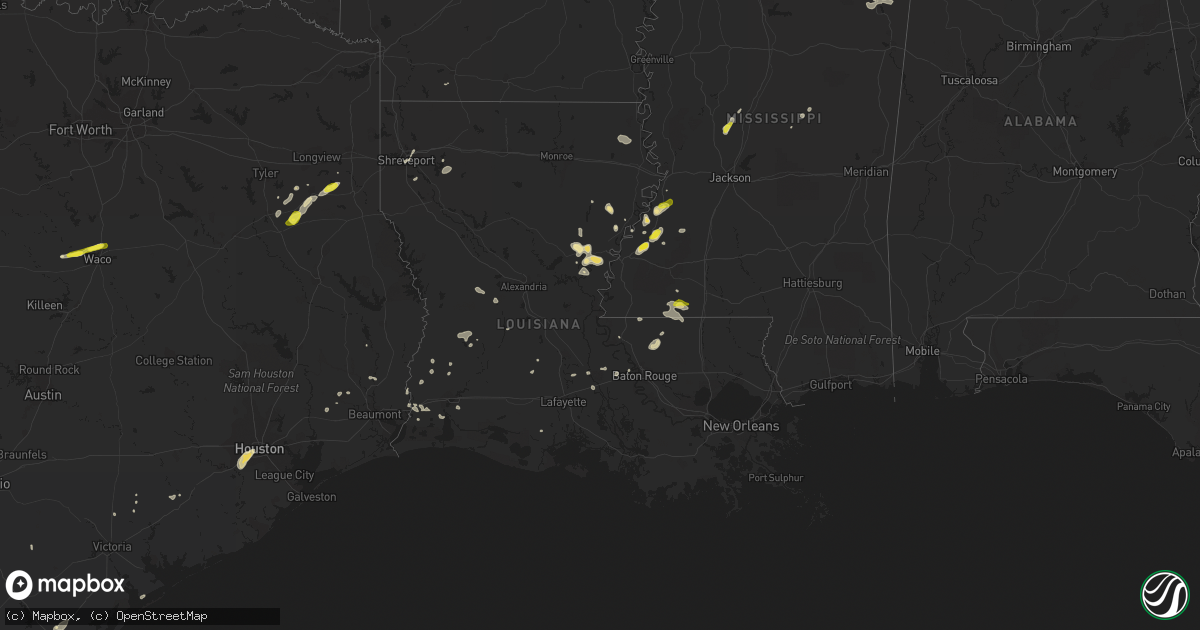 Hail map in Louisiana on May 21, 2017