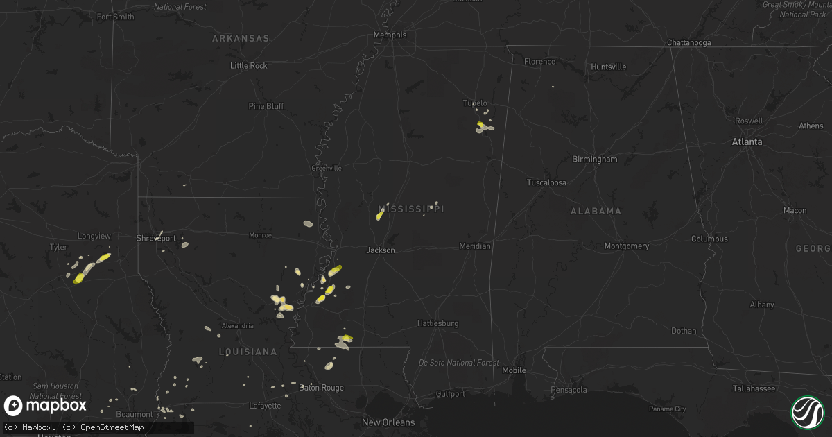 Hail map in Mississippi on May 21, 2017