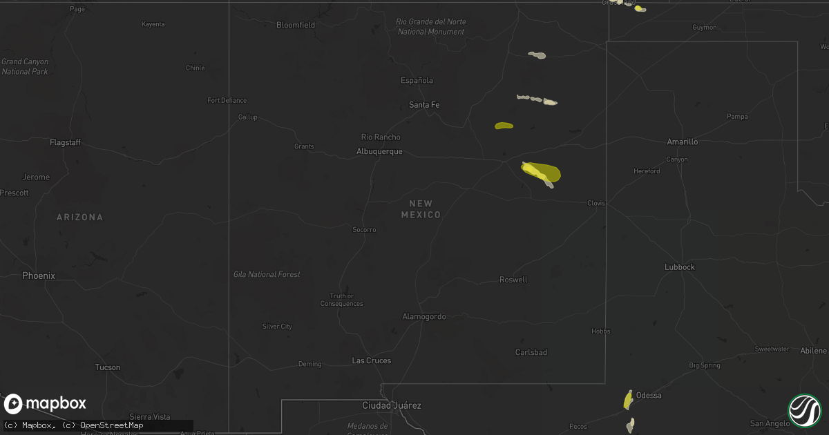 Hail map in New Mexico on May 21, 2017