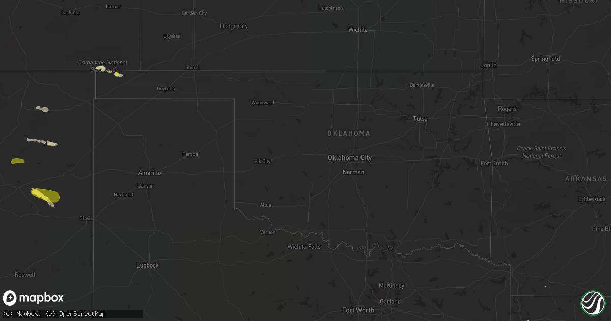 Hail map in Oklahoma on May 21, 2017