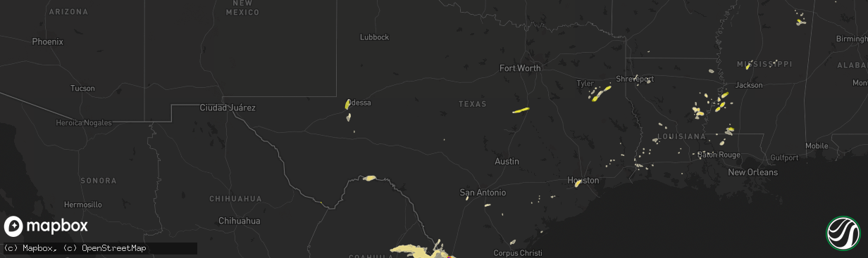 Hail map in Texas on May 21, 2017