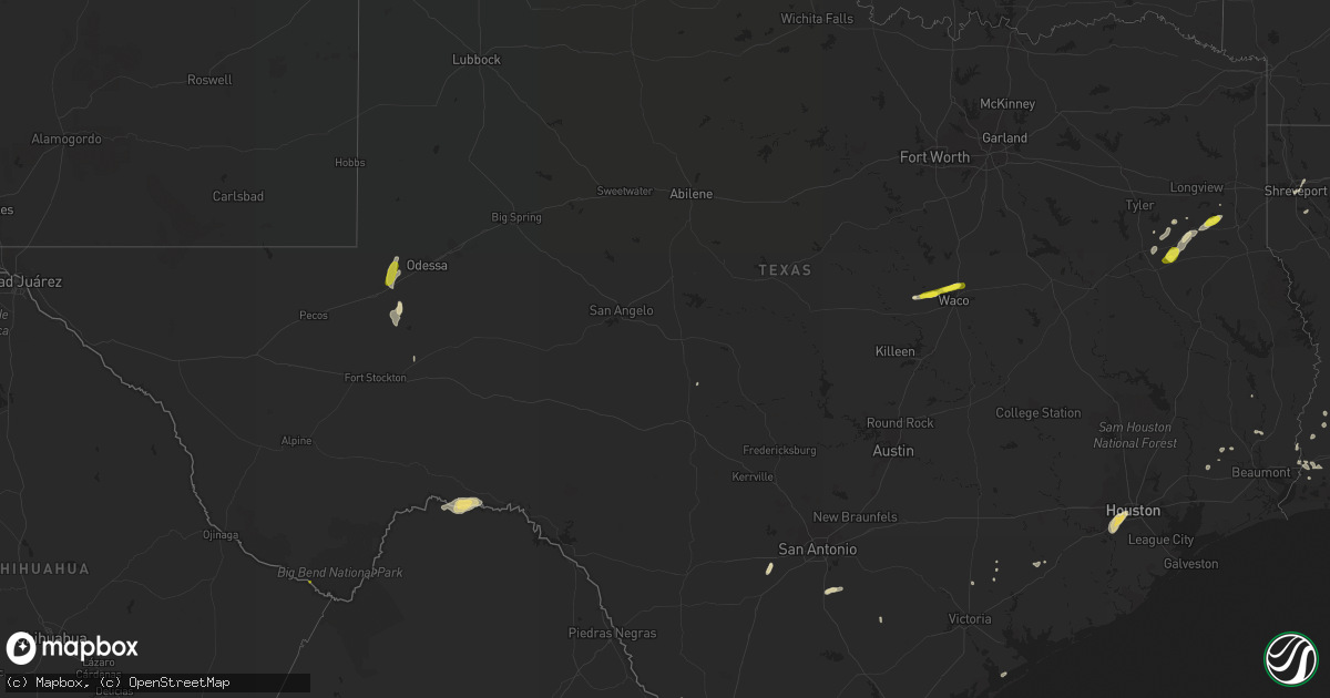 Hail map in Texas on May 21, 2017