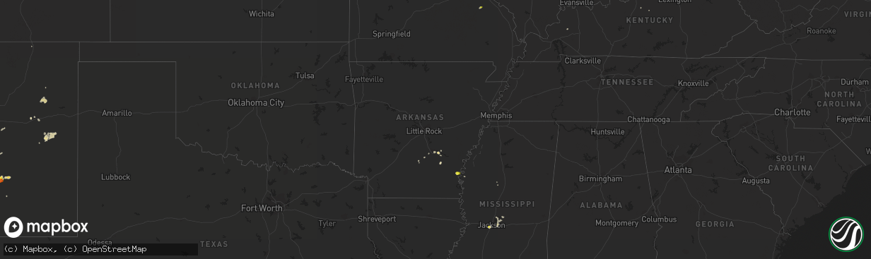 Hail map in Arkansas on May 21, 2018