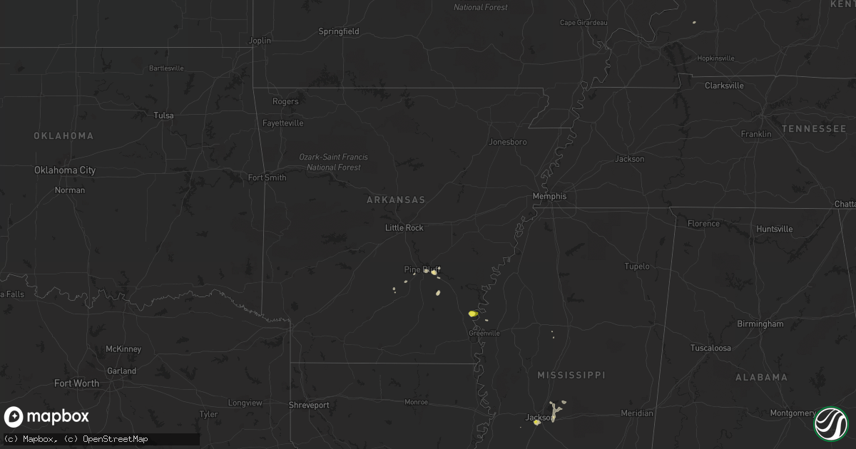 Hail map in Arkansas on May 21, 2018