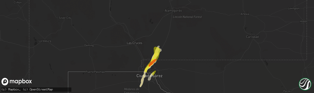 Hail map in Chaparral, NM on May 21, 2018