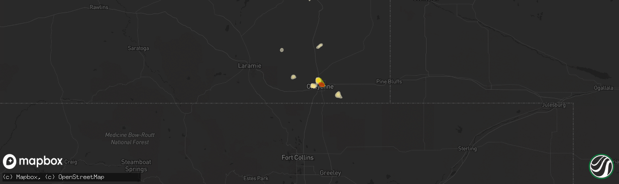 Hail map in Cheyenne, WY on May 21, 2018