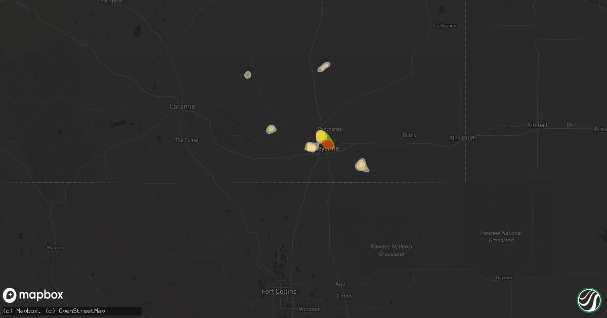Hail map in Cheyenne, WY on May 21, 2018