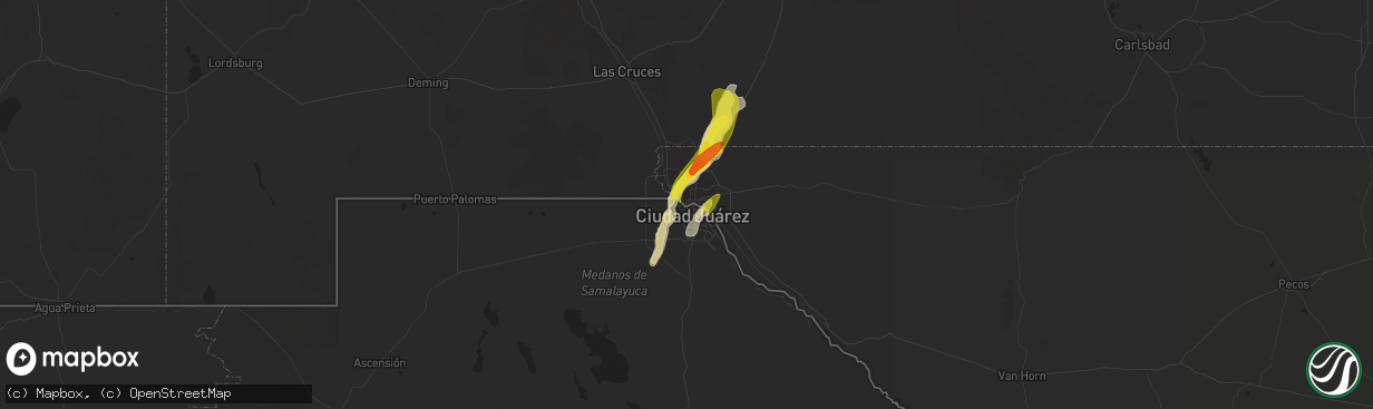 Hail map in El Paso, TX on May 21, 2018