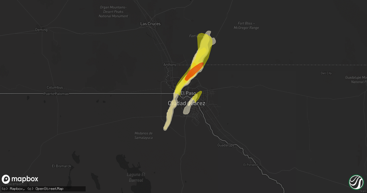 Hail map in El Paso, TX on May 21, 2018