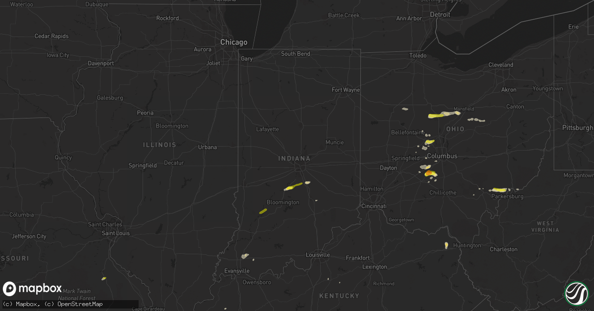 Hail map in Indiana on May 21, 2018
