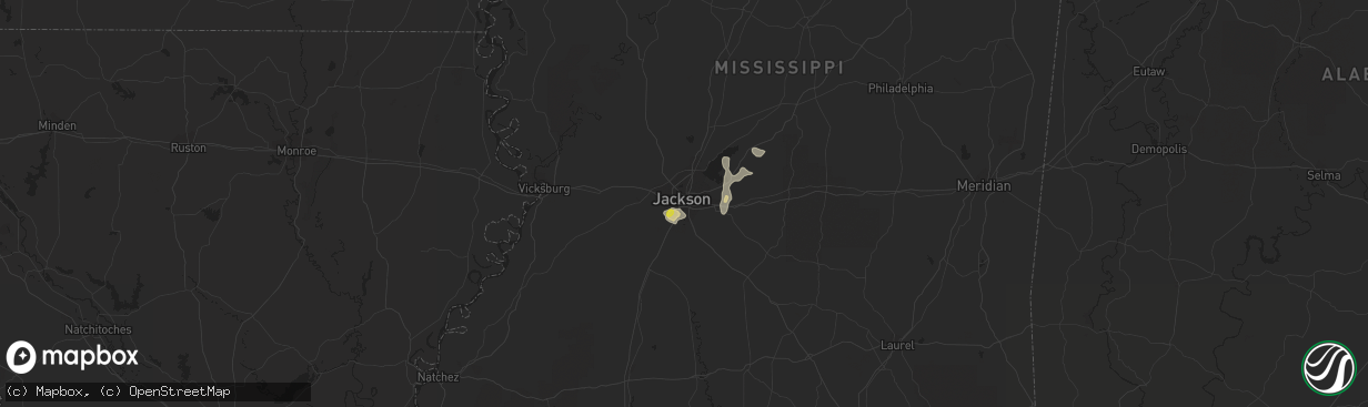 Hail map in Jackson, MS on May 21, 2018