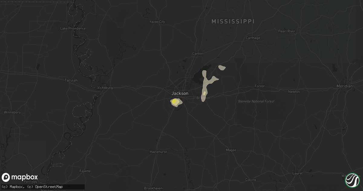 Hail map in Jackson, MS on May 21, 2018