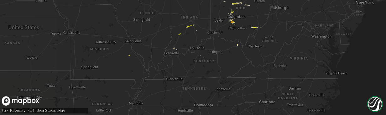 Hail map in Kentucky on May 21, 2018