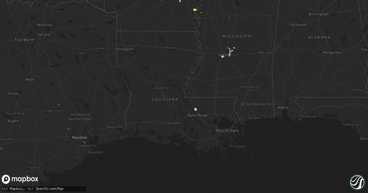 Hail map in Louisiana on May 21, 2018