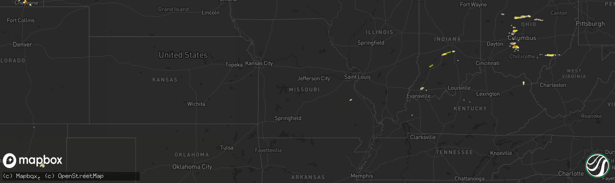 Hail map in Missouri on May 21, 2018