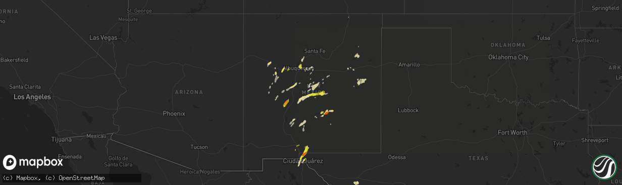 Hail map in New Mexico on May 21, 2018