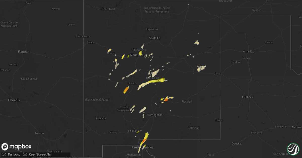 Hail map in New Mexico on May 21, 2018