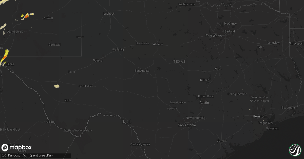 Hail map in Texas on May 21, 2018