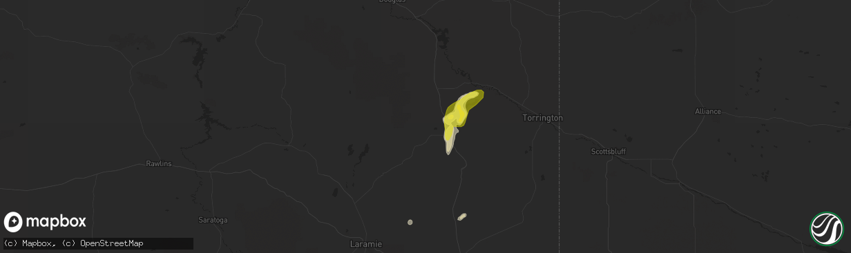 Hail map in Wheatland, WY on May 21, 2018