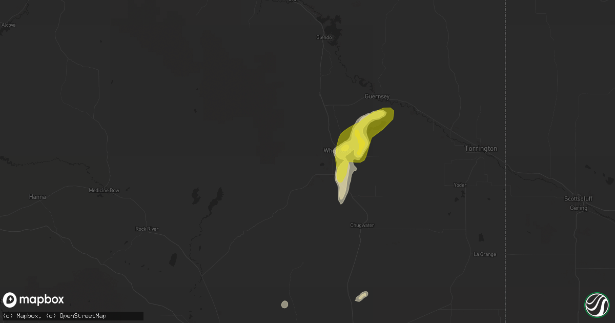 Hail map in Wheatland, WY on May 21, 2018
