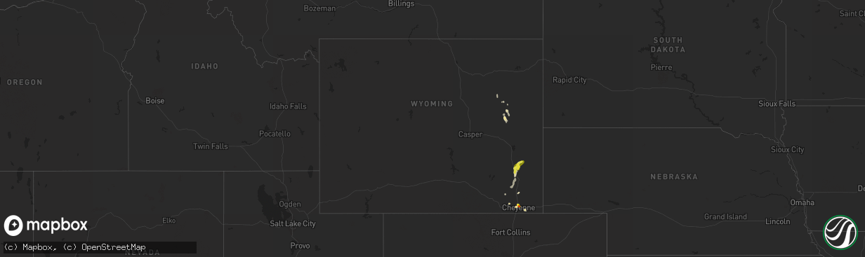 Hail map in Wyoming on May 21, 2018