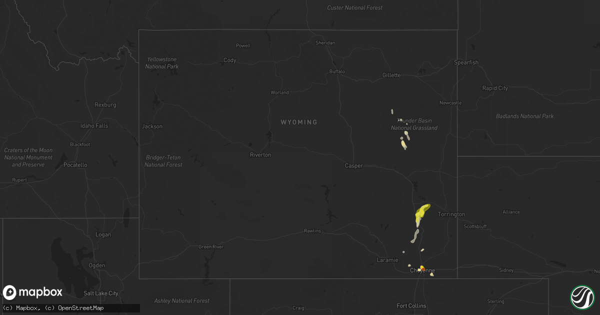 Hail map in Wyoming on May 21, 2018