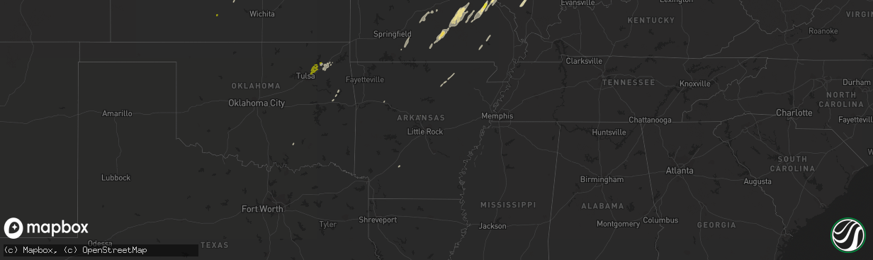 Hail map in Arkansas on May 21, 2019