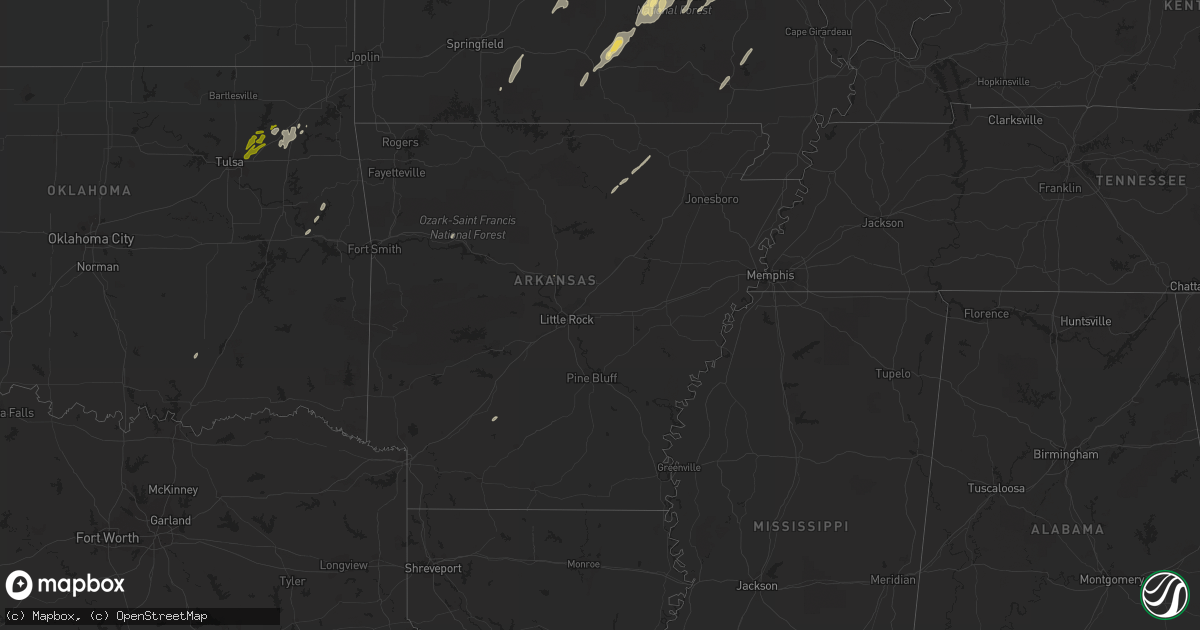 Hail map in Arkansas on May 21, 2019