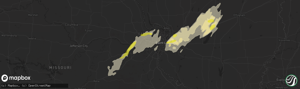 Hail map in Ballwin, MO on May 21, 2019