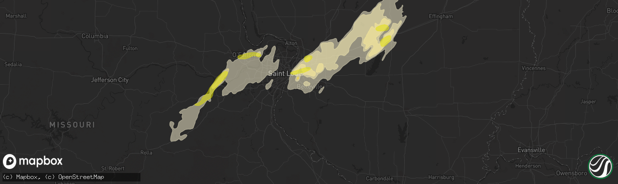 Hail map in Belleville, IL on May 21, 2019