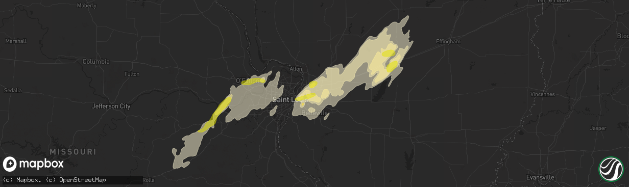 Hail map in Collinsville, IL on May 21, 2019