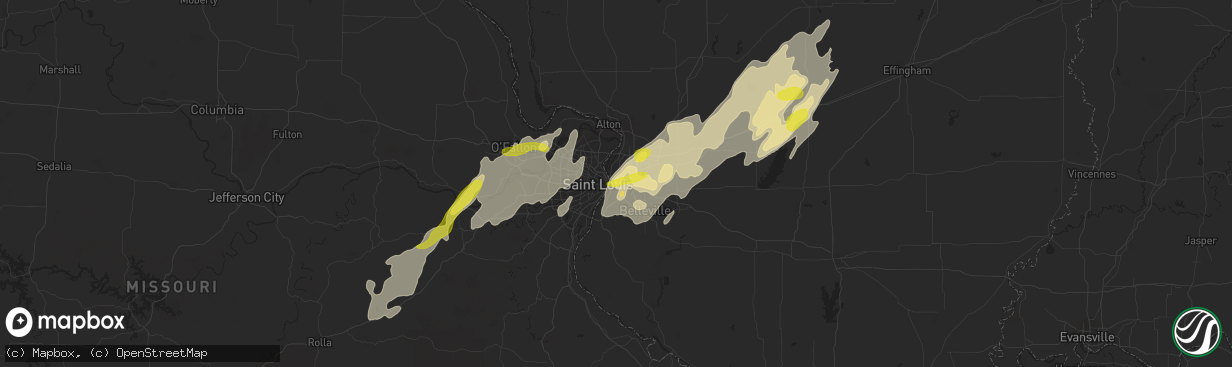 Hail map in East Saint Louis, IL on May 21, 2019